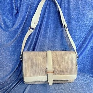 COLE HAAN GREY LEATHER SHOULDER PURSE